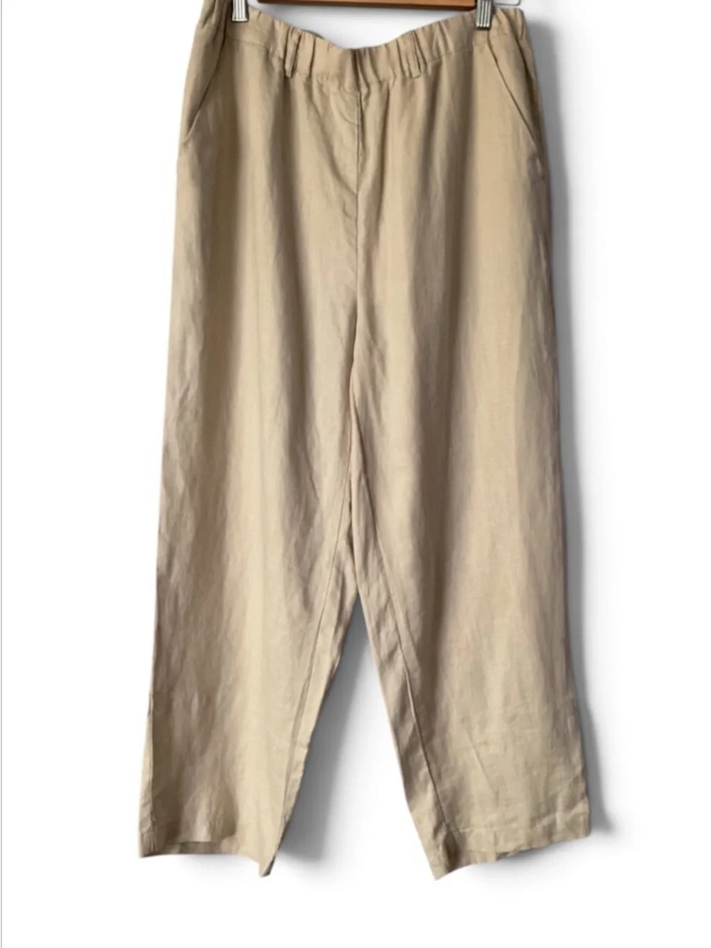 Quince Women's 100% European Linen Tapered Ankle Pants Driftwood M NWT coastal